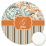 Orange Blue Swirls & Stripes Printed Cookie Topper - 3.25" (Personalized)