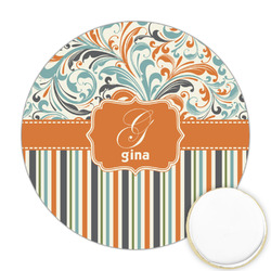 Orange Blue Swirls & Stripes Printed Cookie Topper - Round (Personalized)