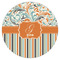 Orange Blue Swirls & Stripes Icing Circle - Medium - Single