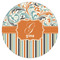 Orange Blue Swirls & Stripes Icing Circle - Small - Single