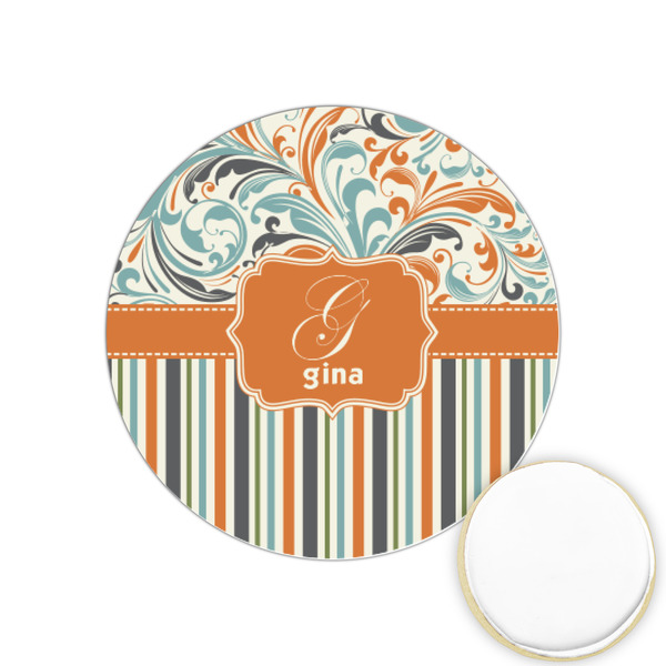 Custom Orange Blue Swirls & Stripes Printed Cookie Topper - 1.25" (Personalized)