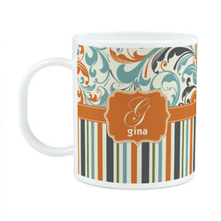 Orange Blue Swirls & Stripes Plastic Kids Mug (Personalized)