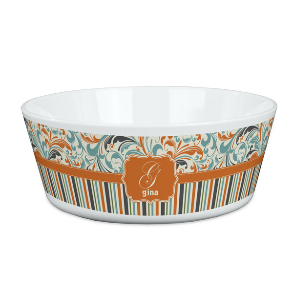 Custom Orange Blue Swirls & Stripes Kid's Bowl (Personalized)