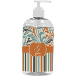 Orange Blue Swirls & Stripes Plastic Soap / Lotion Dispenser (16 oz - Large - White) (Personalized)