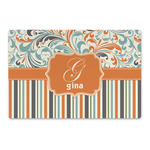 Orange Blue Swirls & Stripes Large Rectangle Car Magnet (Personalized)