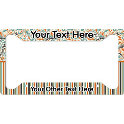Orange Blue Swirls & Stripes License Plate Frame - Style A (Personalized)
