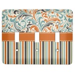 Orange Blue Swirls & Stripes Light Switch Cover (3 Toggle Plate)