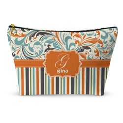 Orange Blue Swirls & Stripes Makeup Bag - Small - 8.5"x4.5" (Personalized)