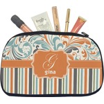 Orange Blue Swirls & Stripes Makeup / Cosmetic Bag - Medium (Personalized)