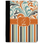 Orange Blue Swirls & Stripes Notebook Padfolio w/ Name and Initial