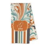 Orange Blue Swirls & Stripes Kitchen Towel - Microfiber (Personalized)