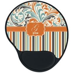 Orange Blue Swirls & Stripes Mouse Pad with Wrist Support