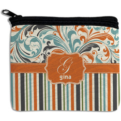 Orange Blue Swirls & Stripes Rectangular Coin Purse (Personalized)