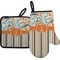 Orange Blue Swirls & Stripes Neoprene Oven Mitt and Pot Holder Set