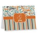 Orange Blue Swirls & Stripes Note cards (Personalized)