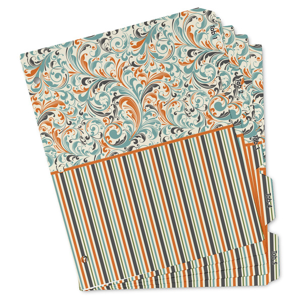 Custom Orange Blue Swirls & Stripes Binder Tab Divider - Set of 5 (Personalized)