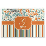 Orange Blue Swirls & Stripes Disposable Paper Placemats (Personalized)