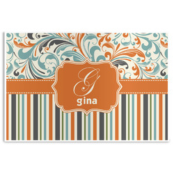 Orange Blue Swirls & Stripes Disposable Paper Placemats (Personalized)