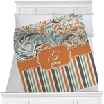 Orange Blue Swirls & Stripes Minky Blanket (Personalized)