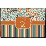 Orange Blue Swirls & Stripes Door Mat - 36"x24" (Personalized)