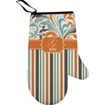 Orange Blue Swirls & Stripes Oven Mitt (Personalized)