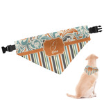 Orange Blue Swirls & Stripes Dog Bandana - Medium (Personalized)