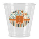 Orange Blue Swirls & Stripes Plastic Shot Glass (Personalized)