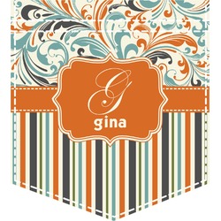 Orange Blue Swirls & Stripes Iron On Faux Pocket (Personalized)