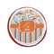 Orange Blue Swirls & Stripes Printed Icing Circle - Small - On Cookie