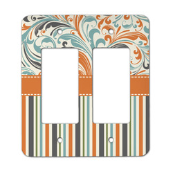 Orange Blue Swirls & Stripes Rocker Style Light Switch Cover - Two Switch