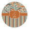 Orange Blue Swirls & Stripes Round Linen Placemats - FRONT (Double Sided)