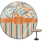 Orange Blue Swirls & Stripes Round Table (Personalized)