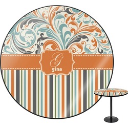 Orange Blue Swirls & Stripes Round Table - 30" (Personalized)