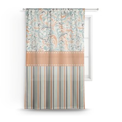 Orange Blue Swirls & Stripes Sheer Curtain - 50"x84"