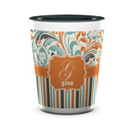 Orange Blue Swirls & Stripes Ceramic Shot Glass - 1.5 oz - Two Tone - Single (Personalized)