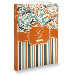 Orange Blue Swirls & Stripes Softbound Notebook (Personalized)