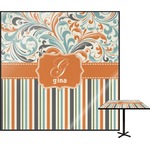 Orange Blue Swirls & Stripes Square Table Top (Personalized)