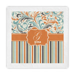 Orange Blue Swirls & Stripes Standard Decorative Napkins (Personalized)