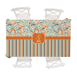 Orange Blue Swirls & Stripes Tablecloth - 58"x102" (Personalized)