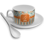 Orange Blue Swirls & Stripes Tea Cup (Personalized)