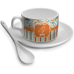 Orange Blue Swirls & Stripes Tea Cup - Single (Personalized)