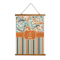 Orange Blue Swirls & Stripes Wall Hanging Tapestry - Tall (Personalized)