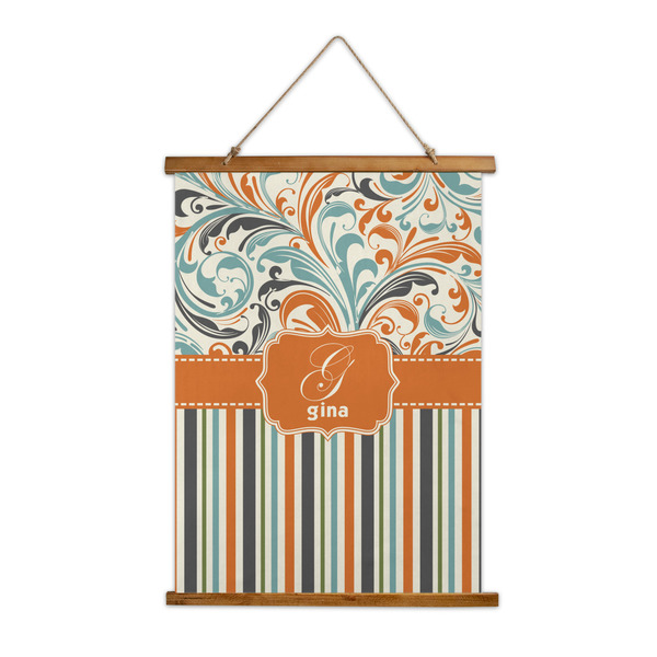 Custom Orange Blue Swirls & Stripes Wall Hanging Tapestry (Personalized)