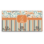 Orange Blue Swirls & Stripes Wall Mounted Coat Rack (Personalized)