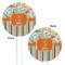 Orange Blue Swirls & Stripes White Plastic 5.5" Stir Stick - Double Sided - Round - Front & Back