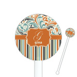 Orange Blue Swirls & Stripes 5.5" Round Plastic Stir Sticks - White - Double Sided (Personalized)