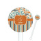 Orange Blue Swirls & Stripes White Plastic 5.5" Stir Stick - Round - Closeup