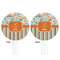 Orange Blue Swirls & Stripes White Plastic 7" Stir Stick - Double Sided - Round - Front & Back