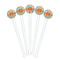 Orange Blue Swirls & Stripes White Plastic 7" Stir Stick - Round - Fan View