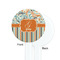 Orange Blue Swirls & Stripes White Plastic 7" Stir Stick - Single Sided - Round - Front & Back